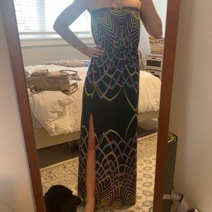 Strapless maxi dress with side slit